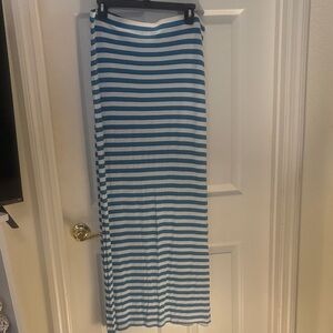 Michael Kors Blue and White Striped Maxi Skirt